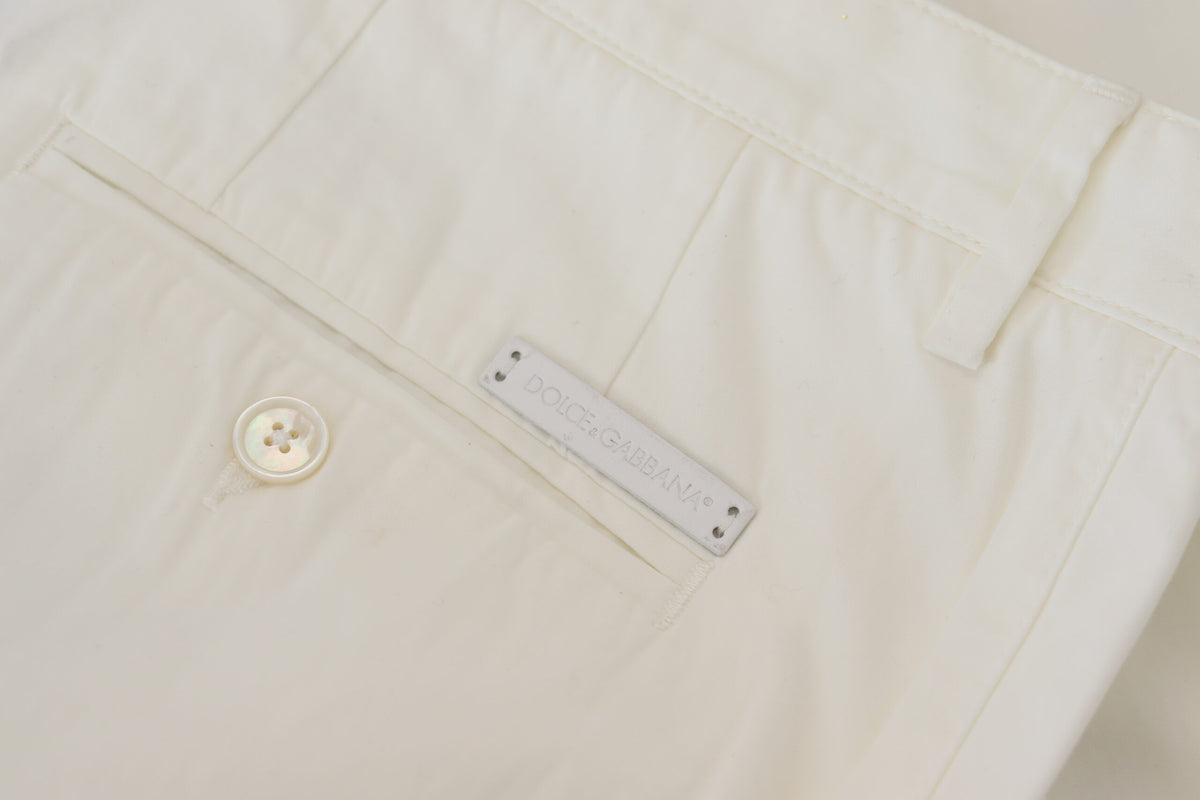 Dolce & Gabbana Elegant White Cotton Chino Dress Pants