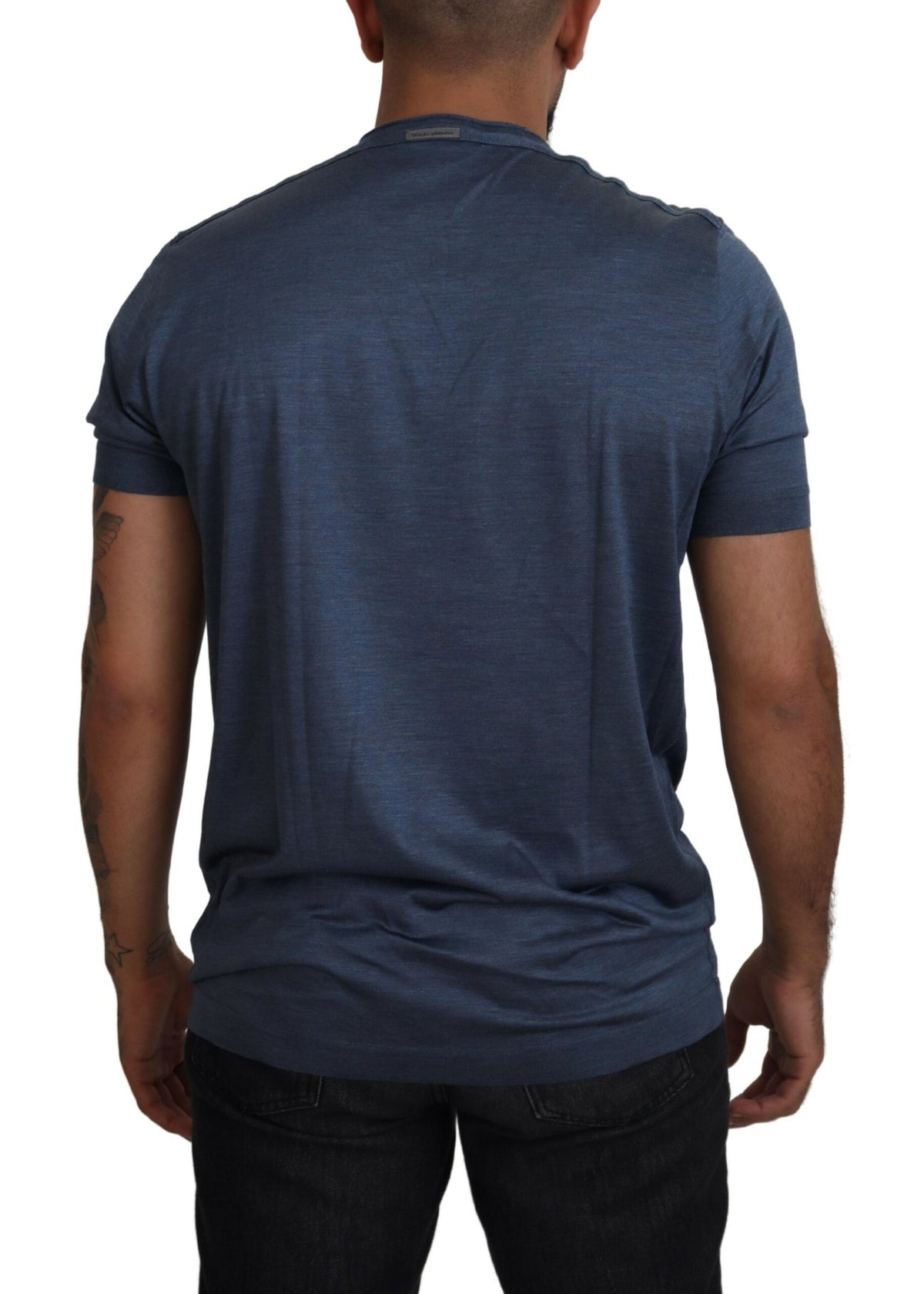 Dolce & Gabbana Elegant Silk Crewneck Blue Tee