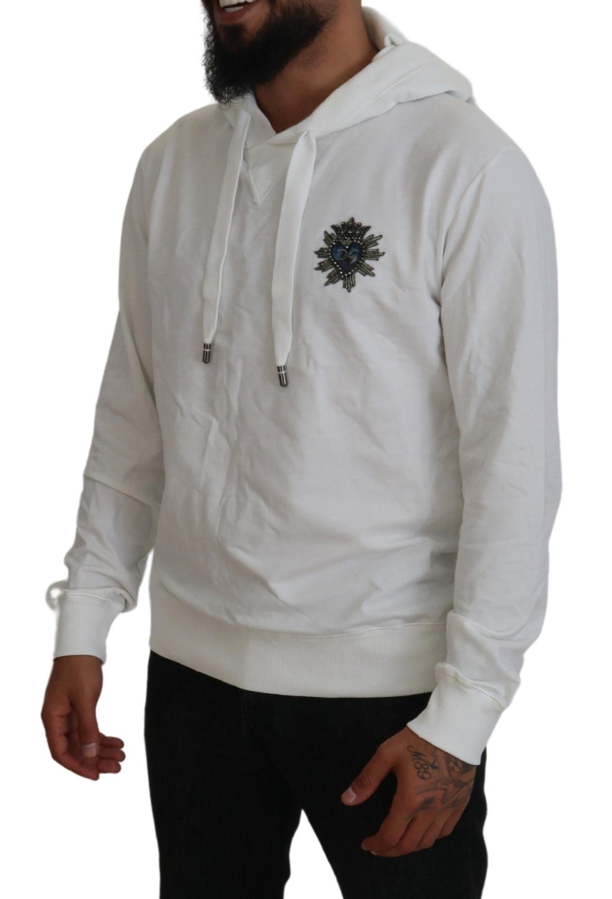 Dolce & Gabbana Elegant White Logo Hooded Sweatshirt