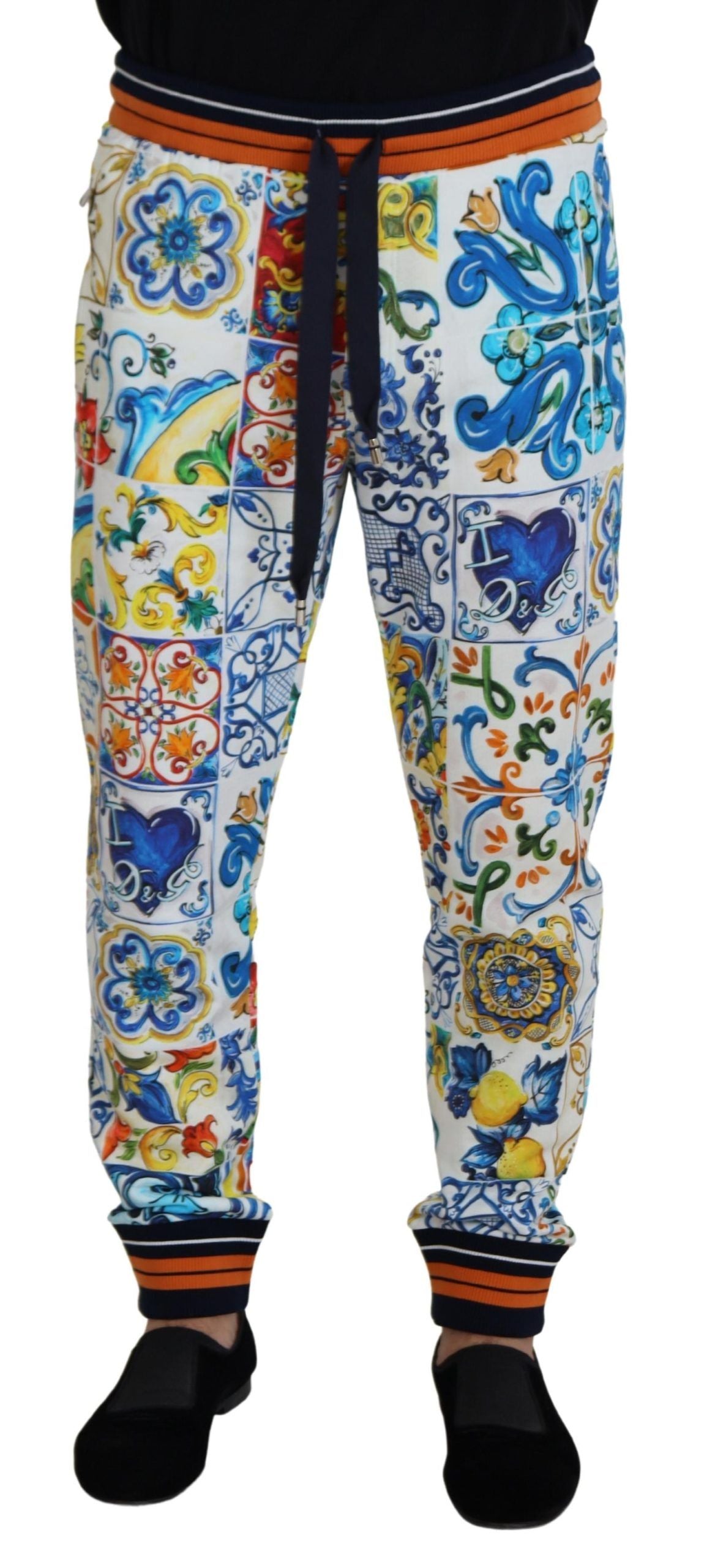 Dolce & Gabbana Multicolored Majolica Print Gym Sweatpants