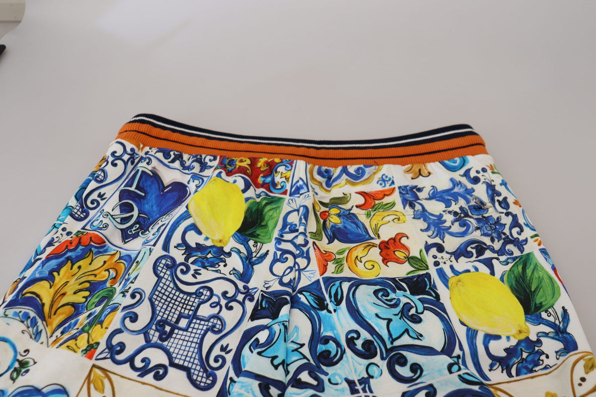 Dolce & Gabbana Multicolored Majolica Print Gym Sweatpants