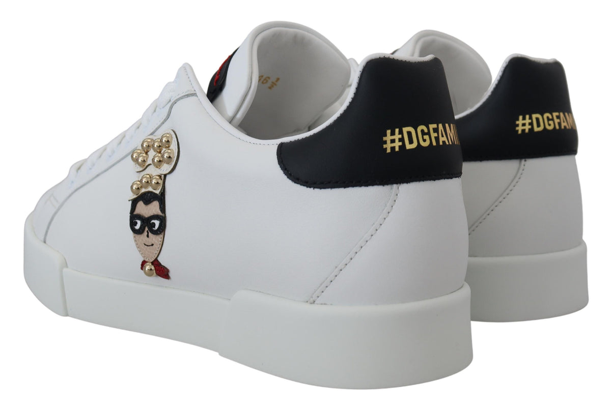 Dolce & Gabbana Chic White Portofino Leather Sneakers