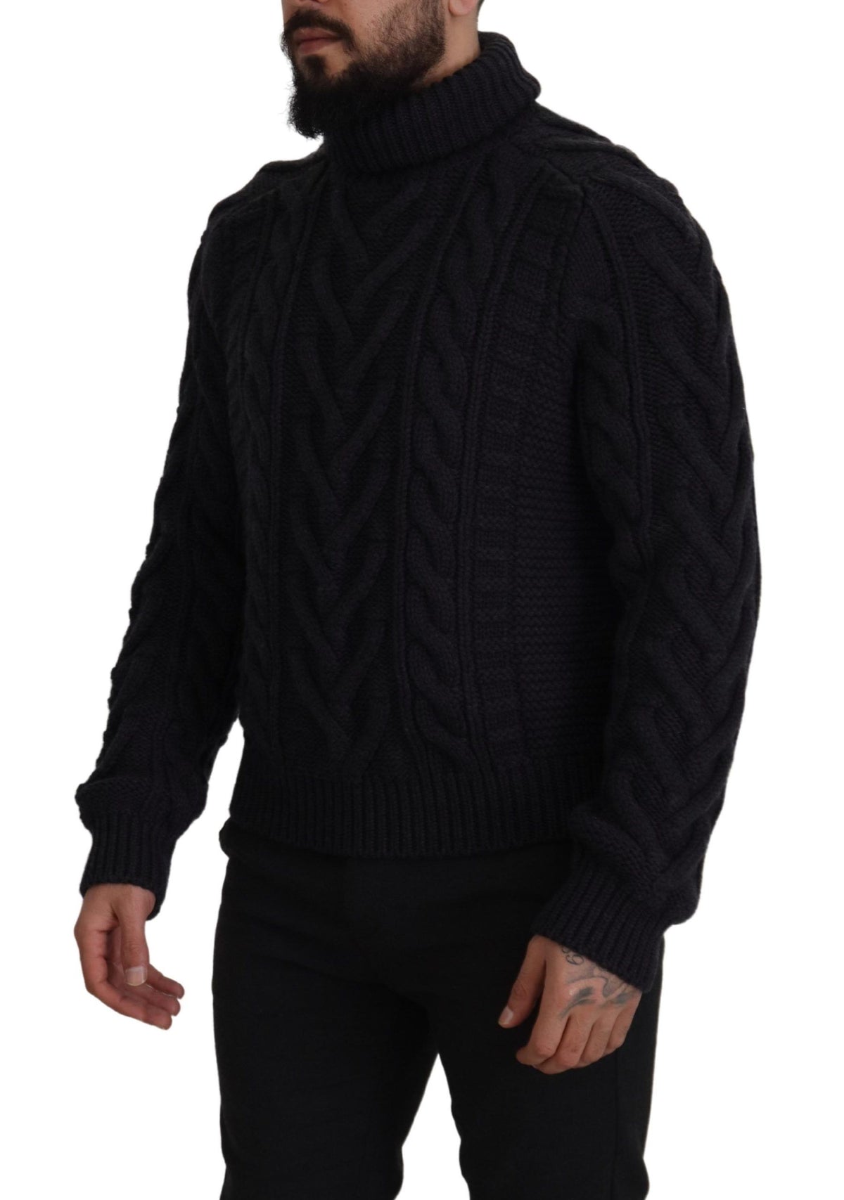 Dolce & Gabbana Elegant Black Wool-Cashmere Pullover Sweater