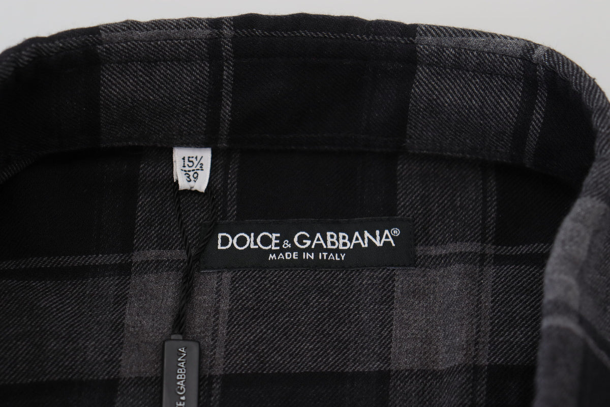 Dolce & Gabbana Elegant Black and Gray Button Down Shirt