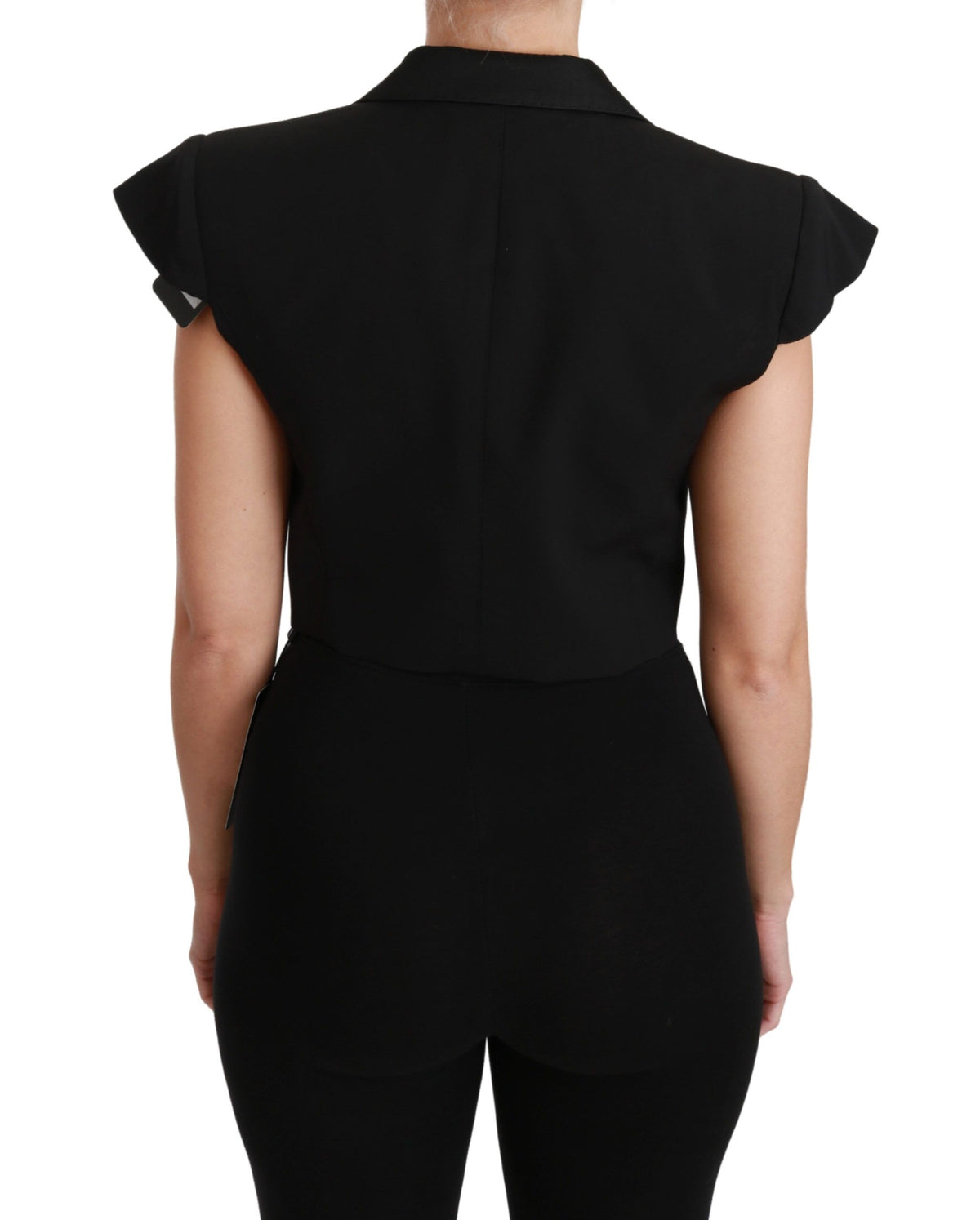 Dolce & Gabbana Elegant Black Cropped Blazer Vest