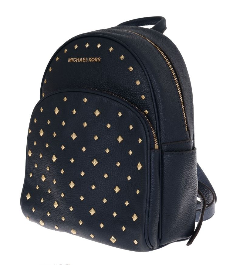 Michael Kors Elegant Leather Abbey Backpack in Navy Blue