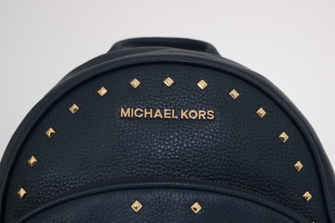 Michael Kors Elegant Leather Abbey Backpack in Navy Blue