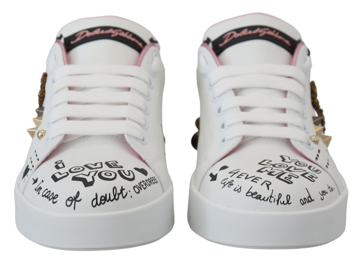 Dolce & Gabbana Queen Crown Chic Leather Sneakers