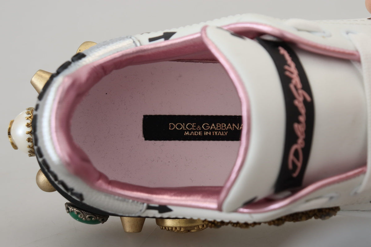 Dolce & Gabbana Queen Crown Chic Leather Sneakers