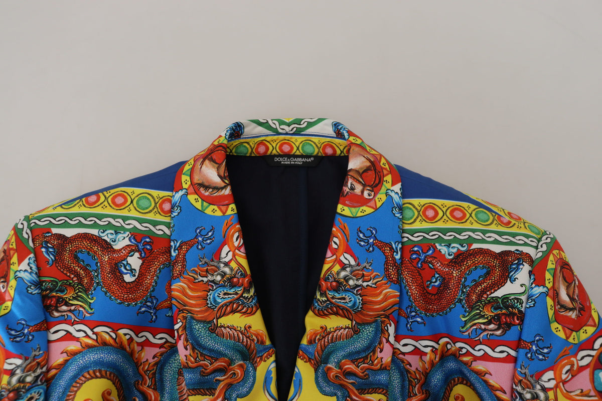 Dolce & Gabbana Elegant Silk Double-Breasted Dragon Blazer