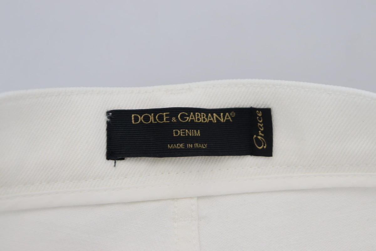 Dolce & Gabbana Svelte High Waist Slim Jeans in Off White