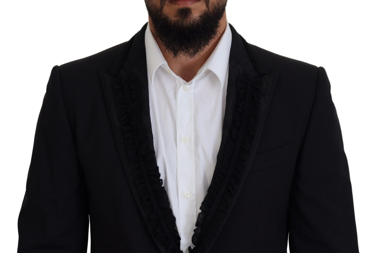 Dolce & Gabbana Elegant Black Silk-Lined Evening Blazer