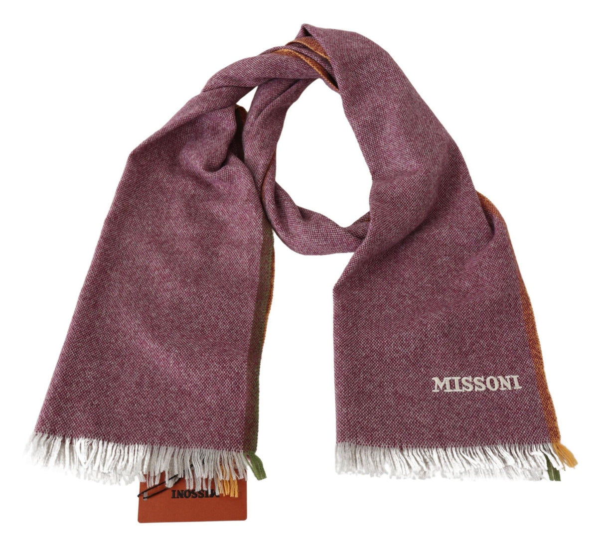 Missoni Chic Maroon Cashmere Scarf with Logo Embroidery