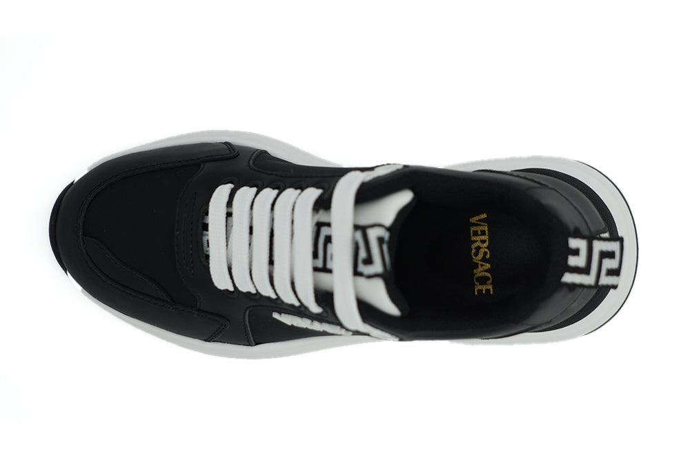 Versace Black and White Calf Leather Sneakers