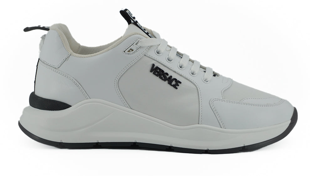 Versace White Calf Leather Sneakers