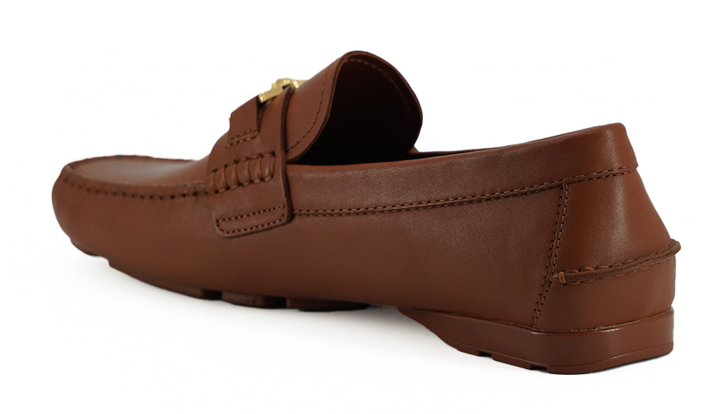 Versace Natural Brown Calf Leather Loafers Shoes