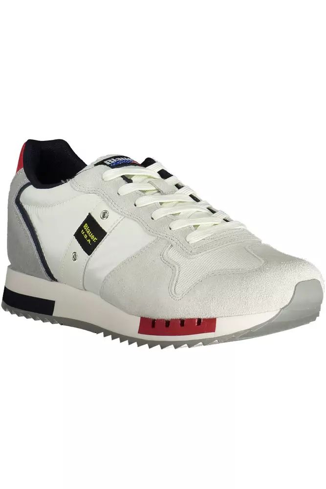 Blauer White Contrasting Lace-Up Sports Sneakers