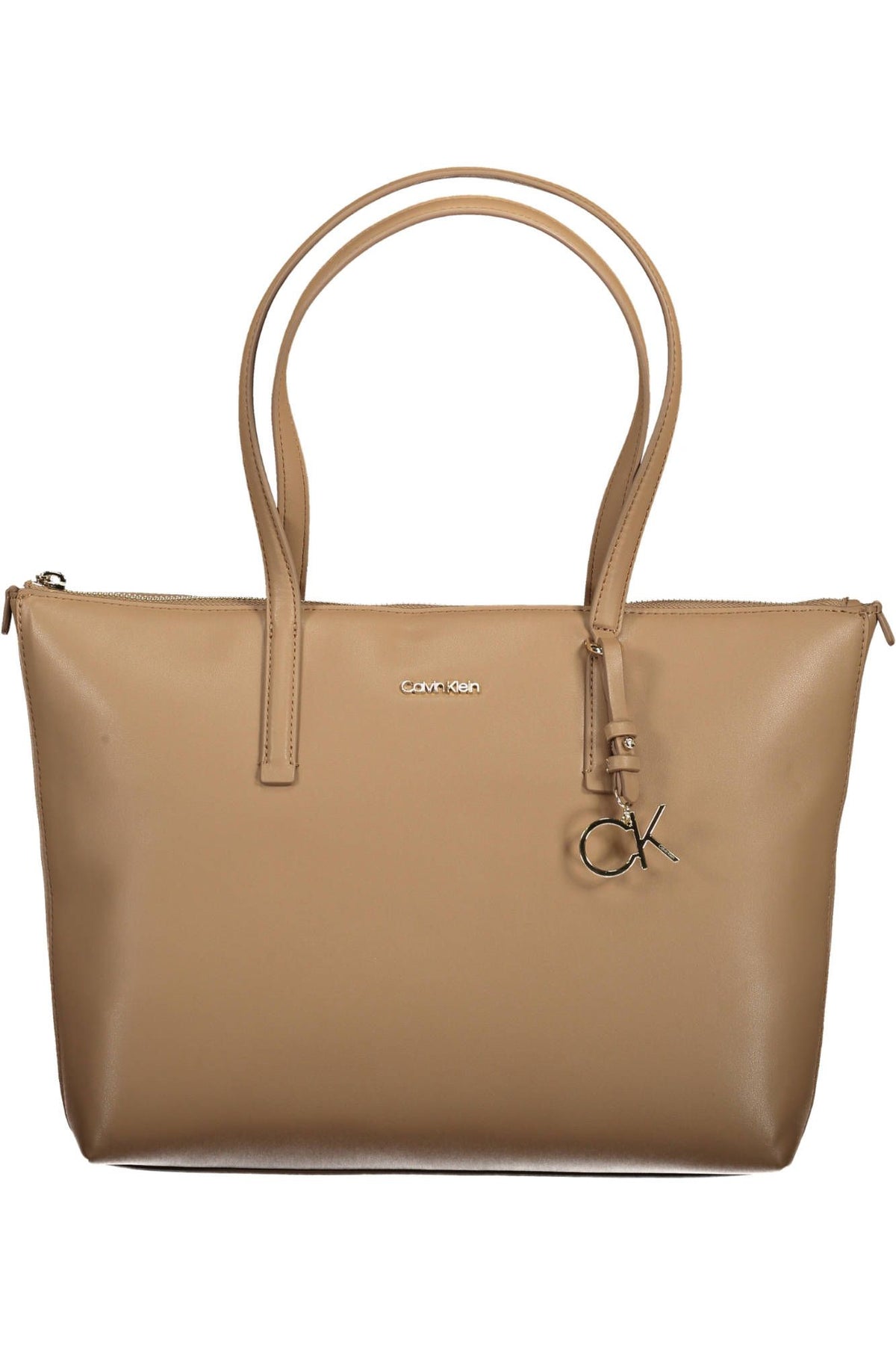 Calvin Klein Elegant Beige Shoulder Bag with Chic Logo Detail