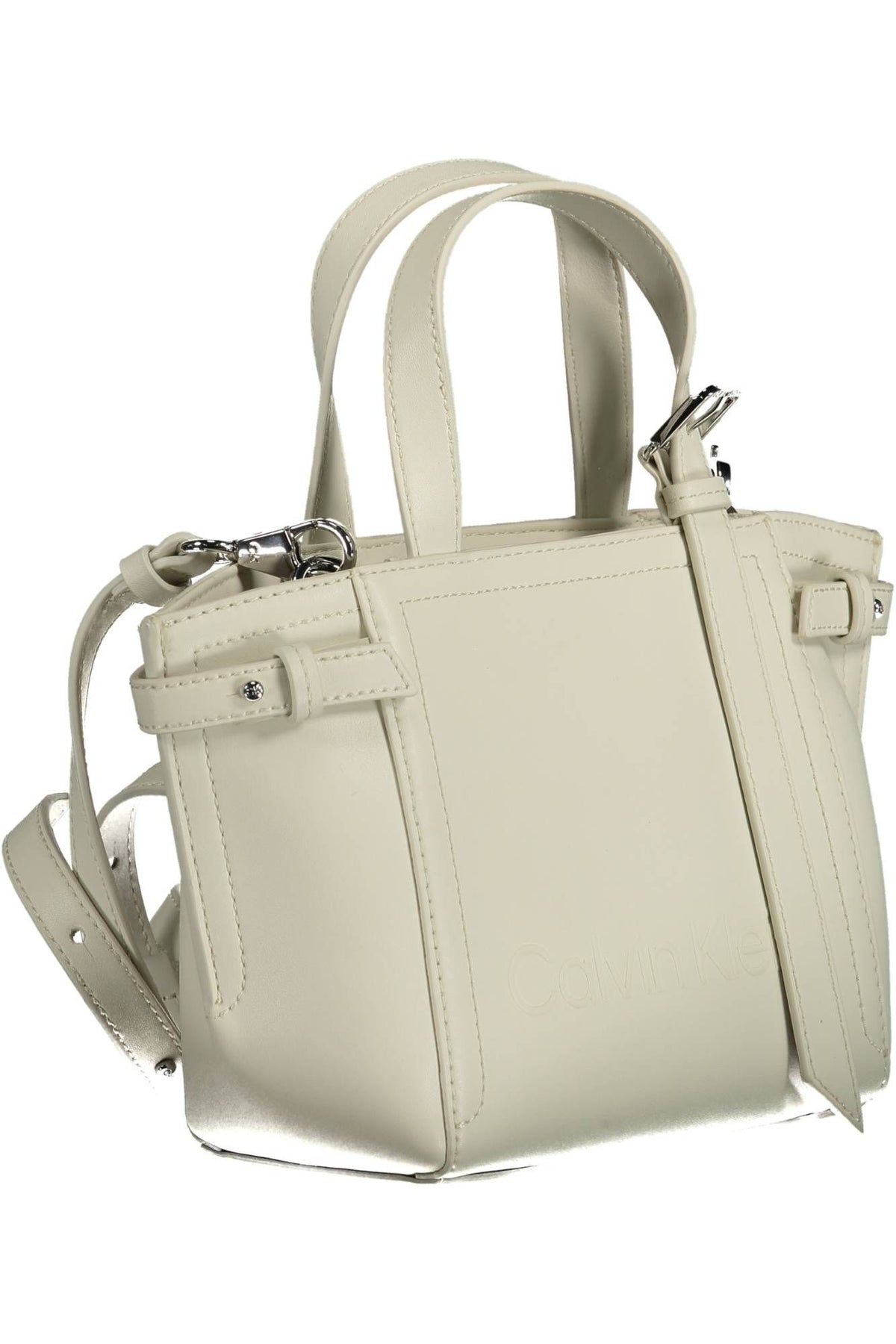 Calvin Klein Sleek White Double Handle Satchel Bag