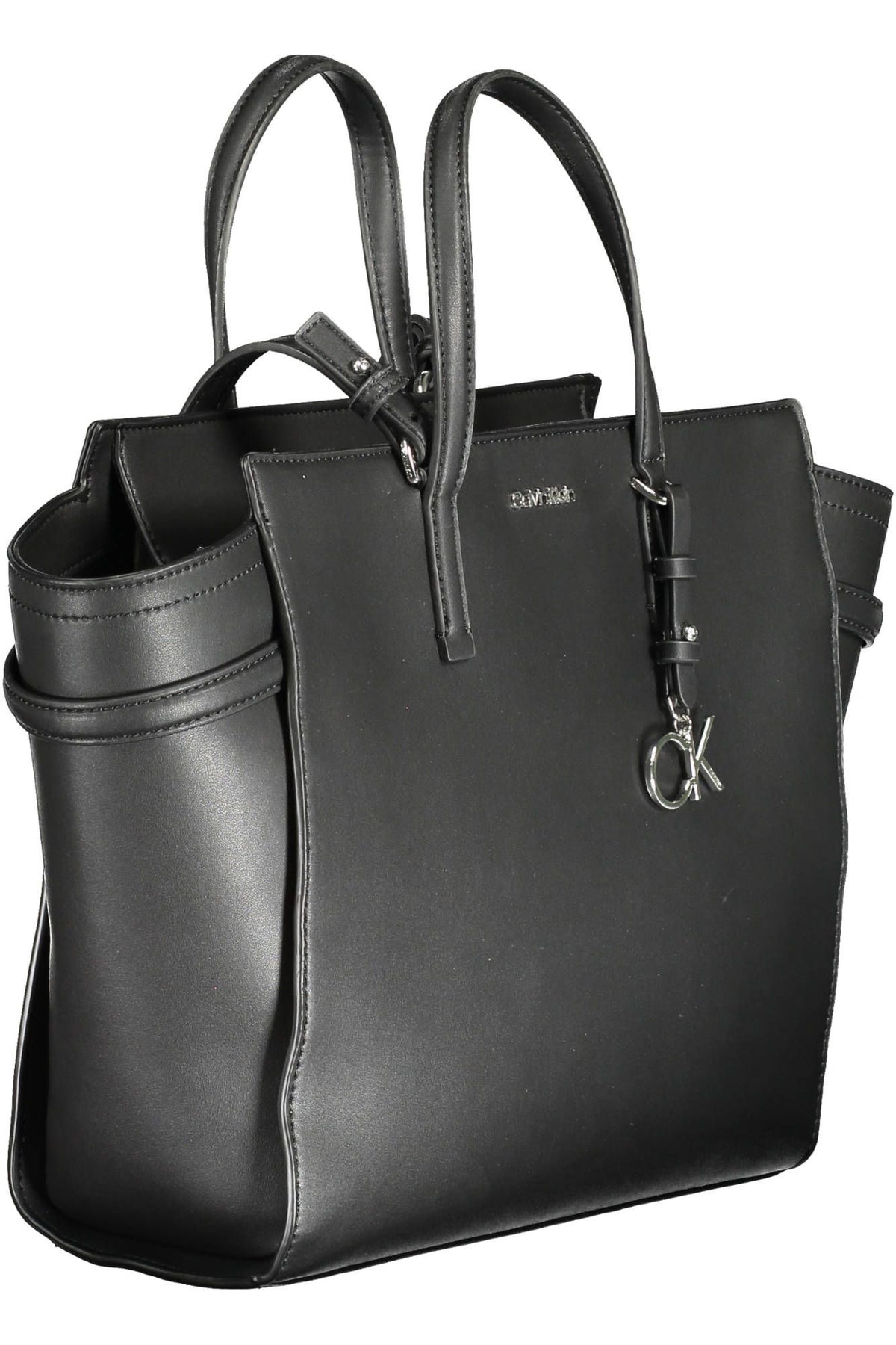 Calvin Klein Elegant Black Handle Bag With Contrasting Details