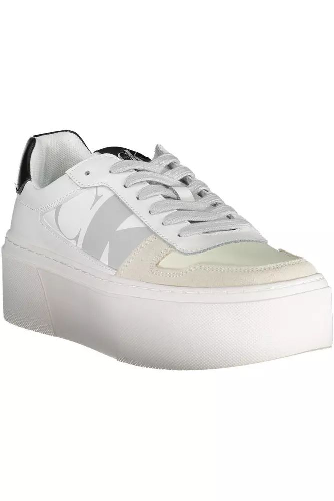 Calvin Klein Sleek White Platform Sneakers with Contrast Details