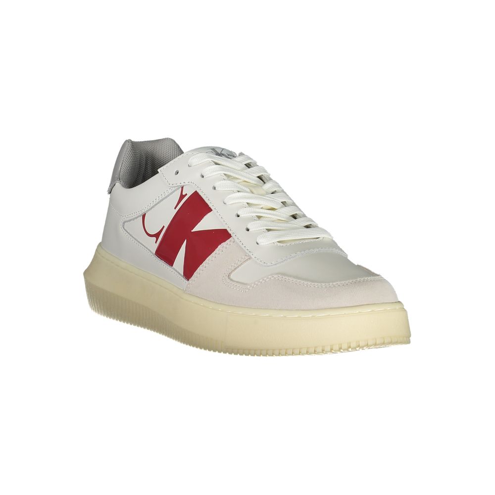 Calvin Klein Sleek White Lace-Up Sneakers with Contrast Details