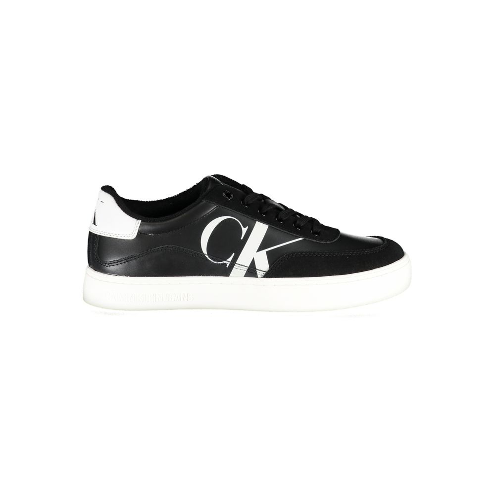 Calvin Klein Elegant Black Lace-Up Sneakers with Contrast Details