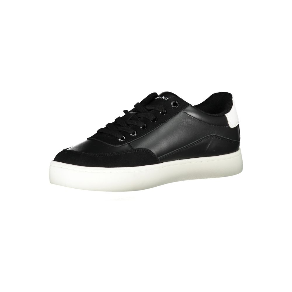 Calvin Klein Elegant Black Lace-Up Sneakers with Contrast Details