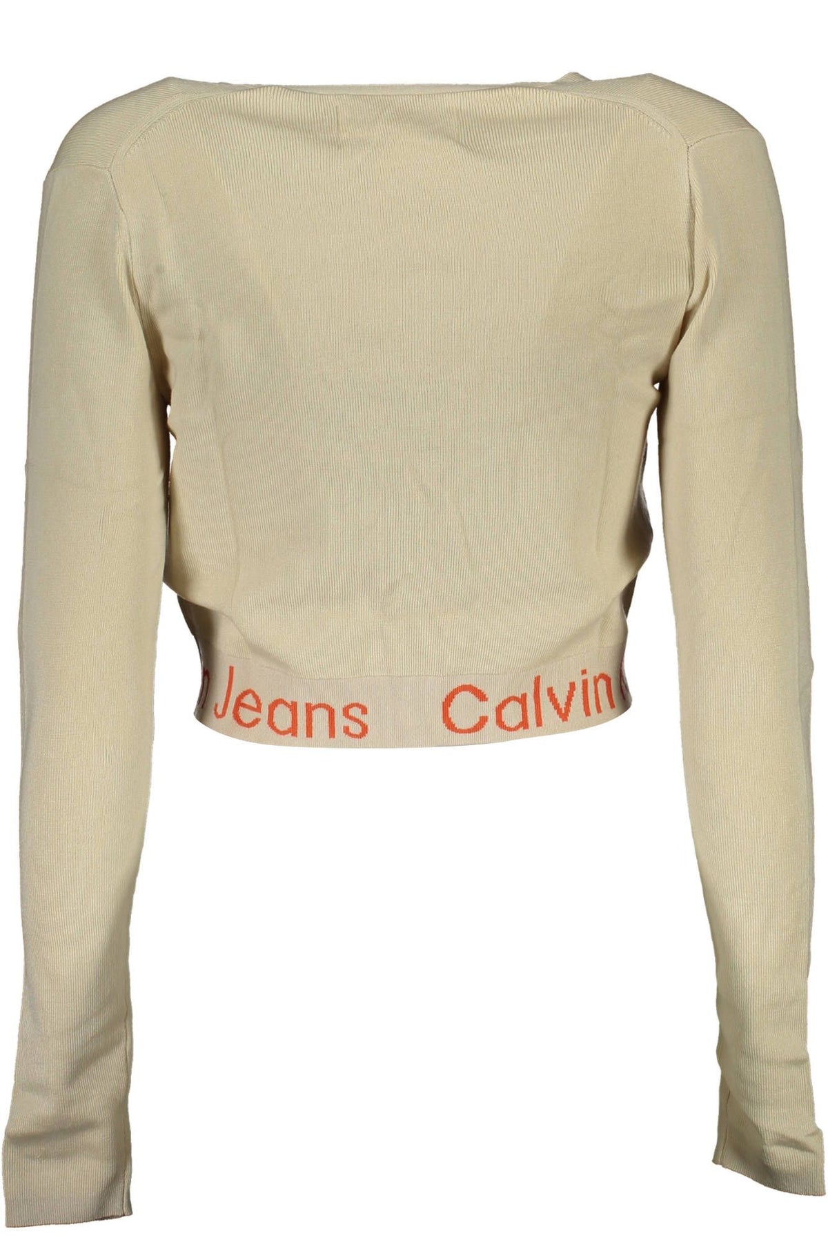 Calvin Klein Beige V-Neck Cardigan with Contrast Details