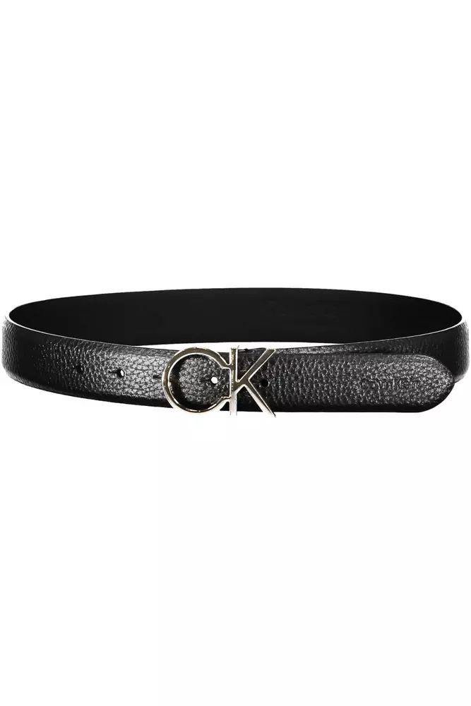 Calvin Klein Sleek Black Leather Belt with Logo Buckle