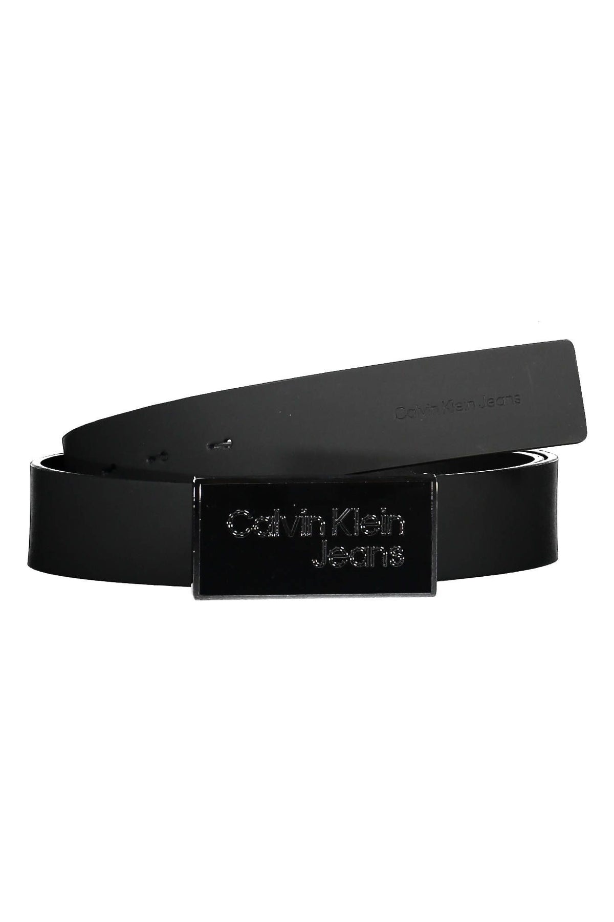 Calvin Klein Elegant Black Leather Belt with Metal Buckle