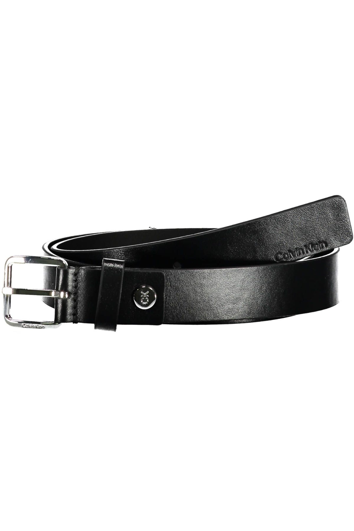 Calvin Klein Elegant Black Leather Belt with Metal Buckle