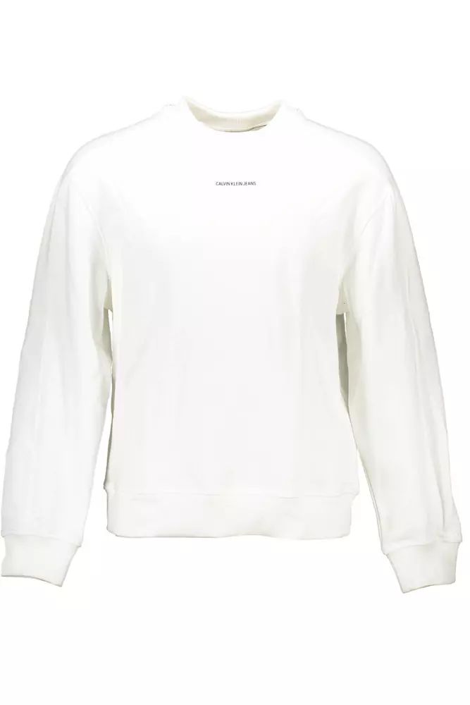 Calvin Klein Sleek White Cotton Logo Sweatshirt