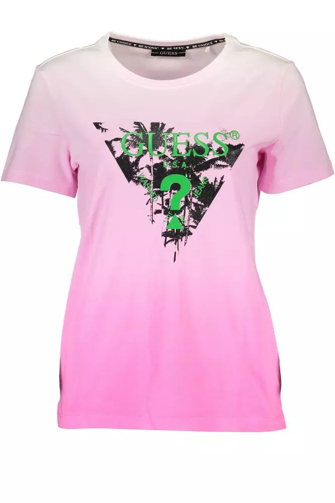 Guess Jeans Chic Pink Logo Tee with Contrasting Details