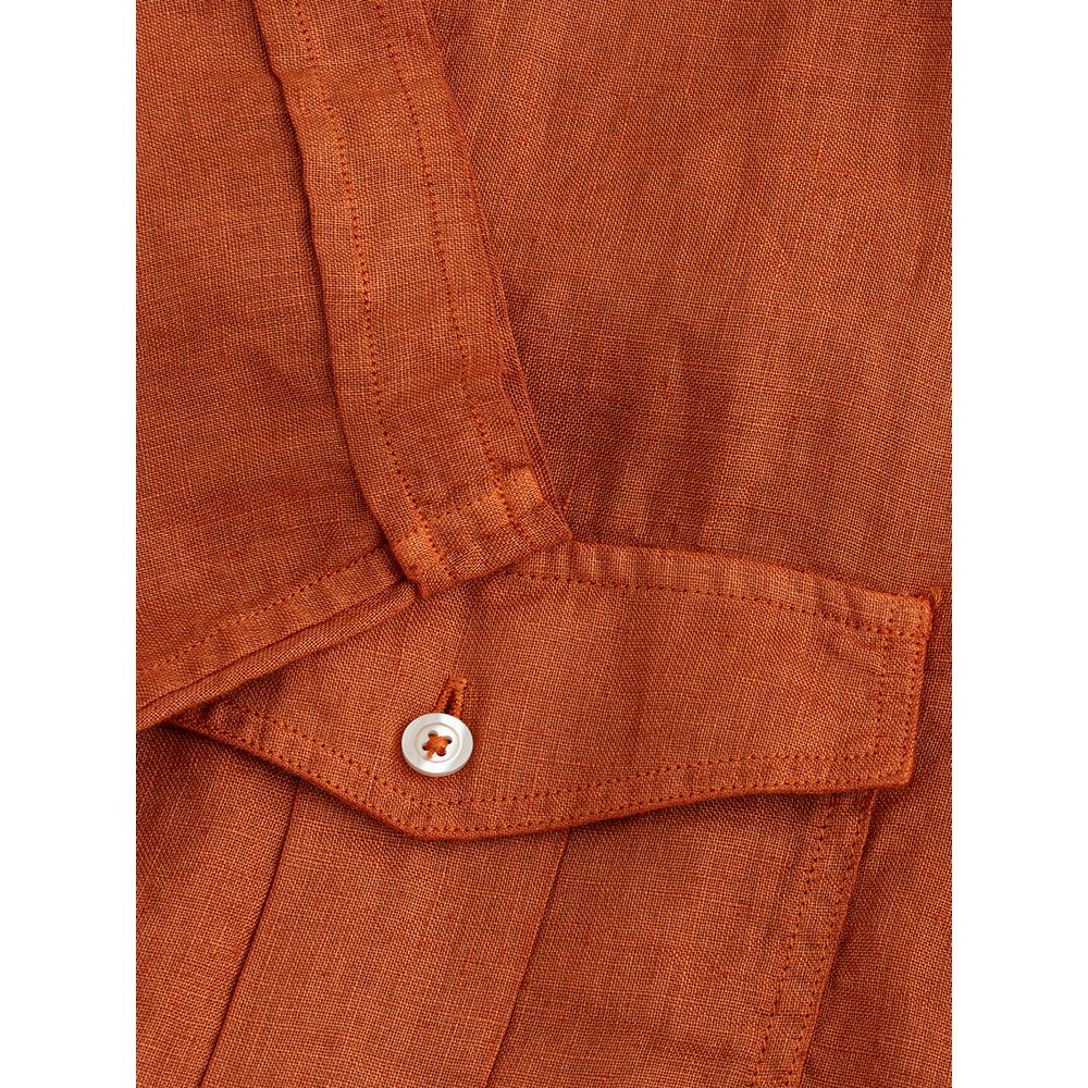 Gran Sasso Elegant Linen Brown Shirt for the Sophisticated Man