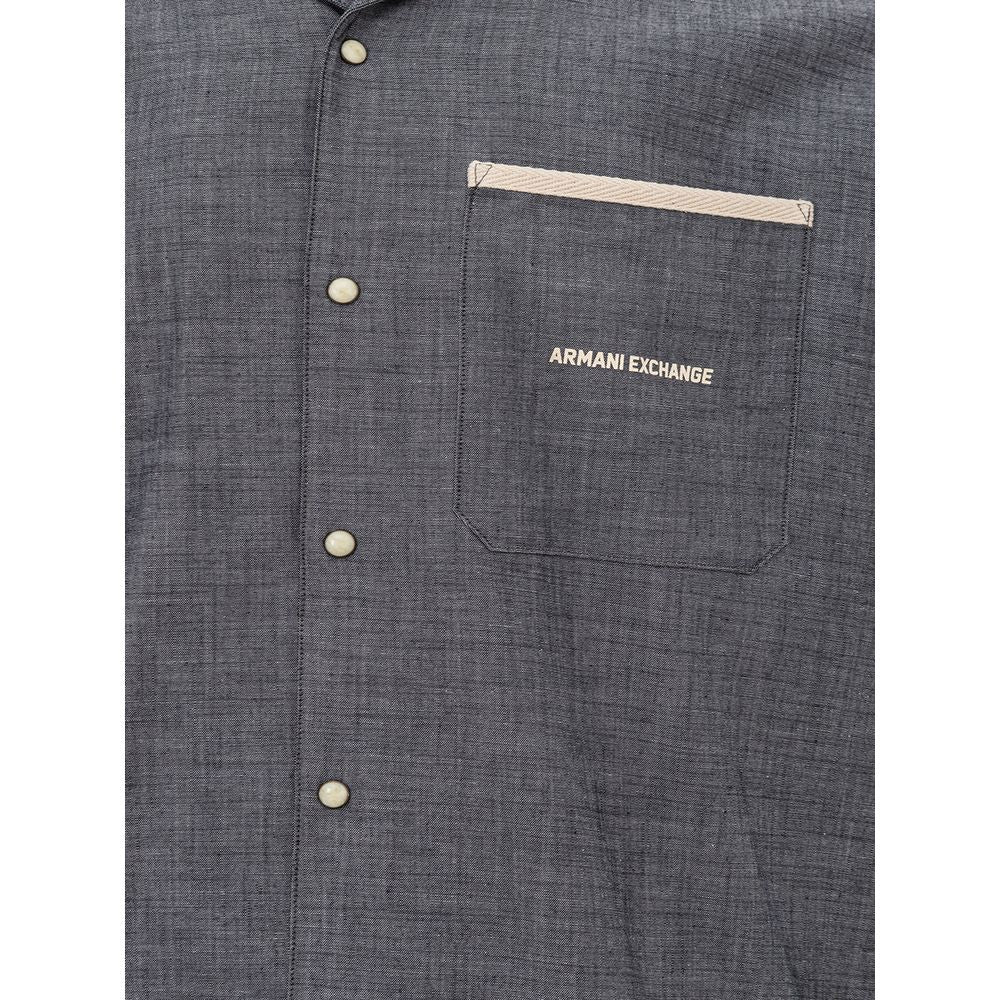 Armani Exchange Sleek Blue Cotton Shirt for Men