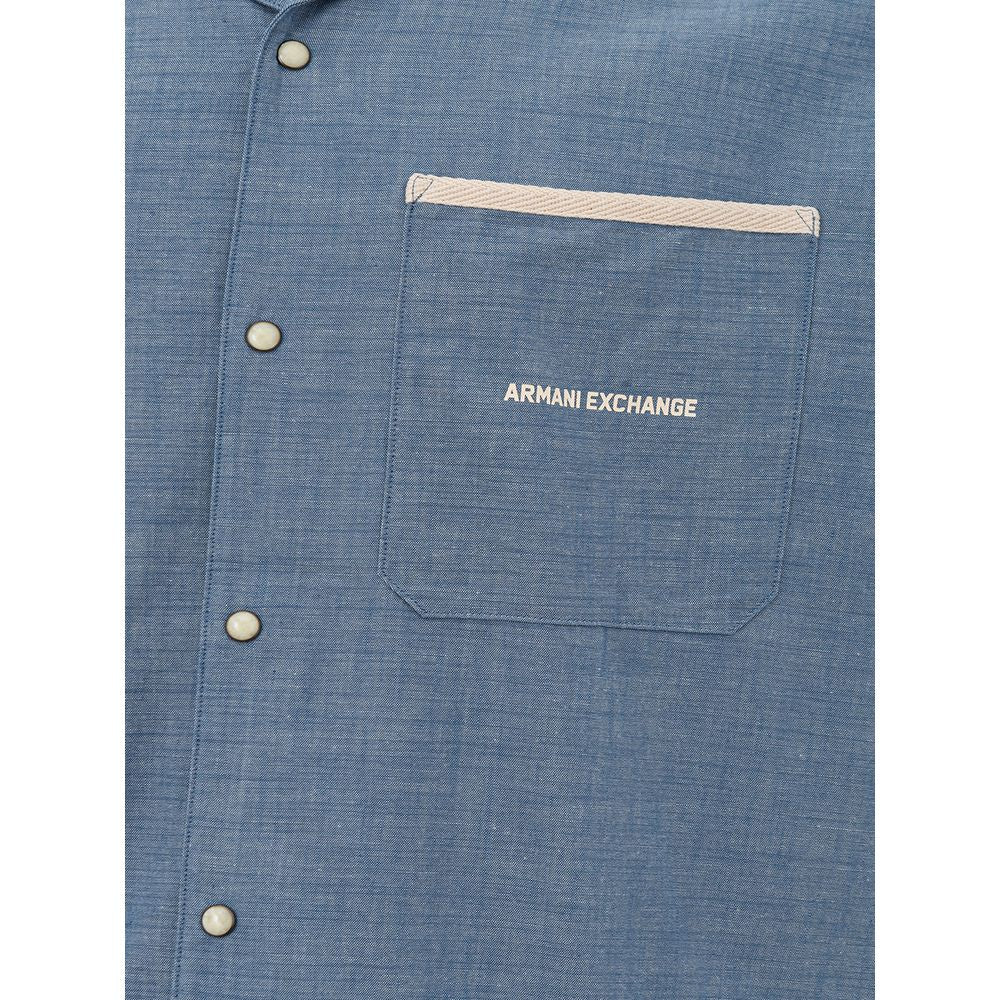 Armani Exchange Sleek Light Blue Cotton Men's Shirt