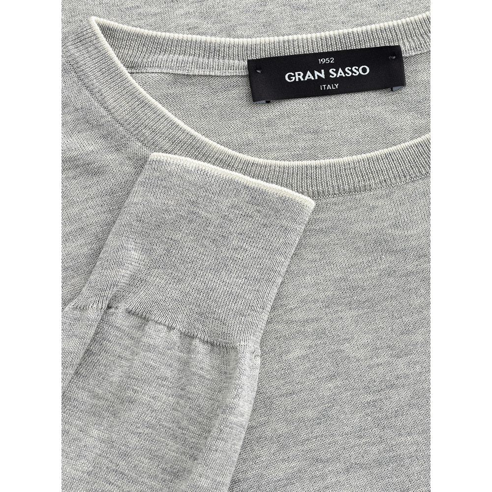 Gran Sasso Elegant Gray Silk-Cotton Blended Sweater