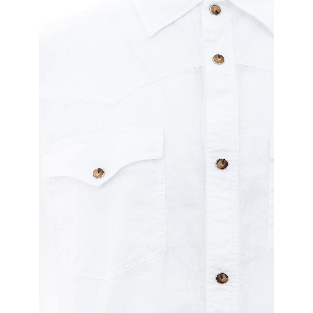 Gran Sasso Elegant White Linen Men's Shirt