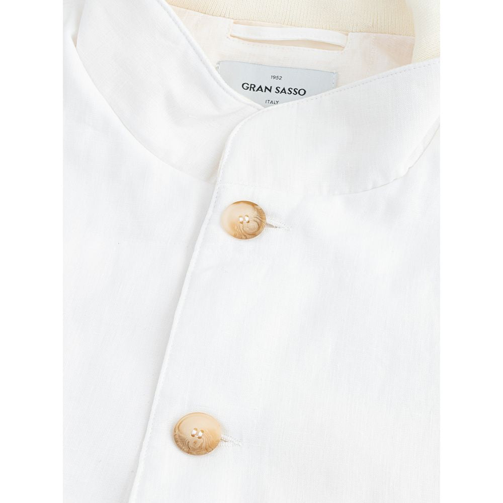 Gran Sasso Elegant White Linen-Cotton Blend Jacket