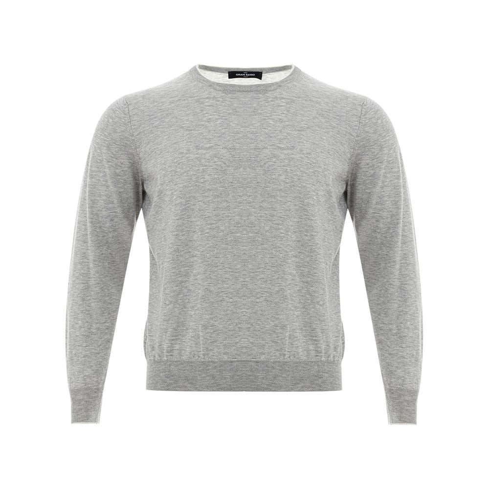 Gran Sasso Elegant Gray Silk-Cotton Blended Sweater