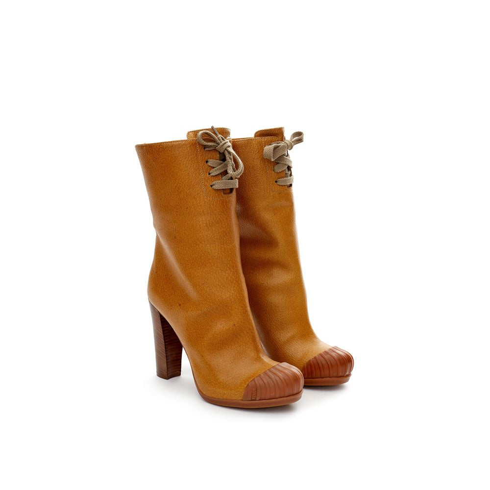 Fendi Elegant Brown Leather Boots for Sophisticated Style