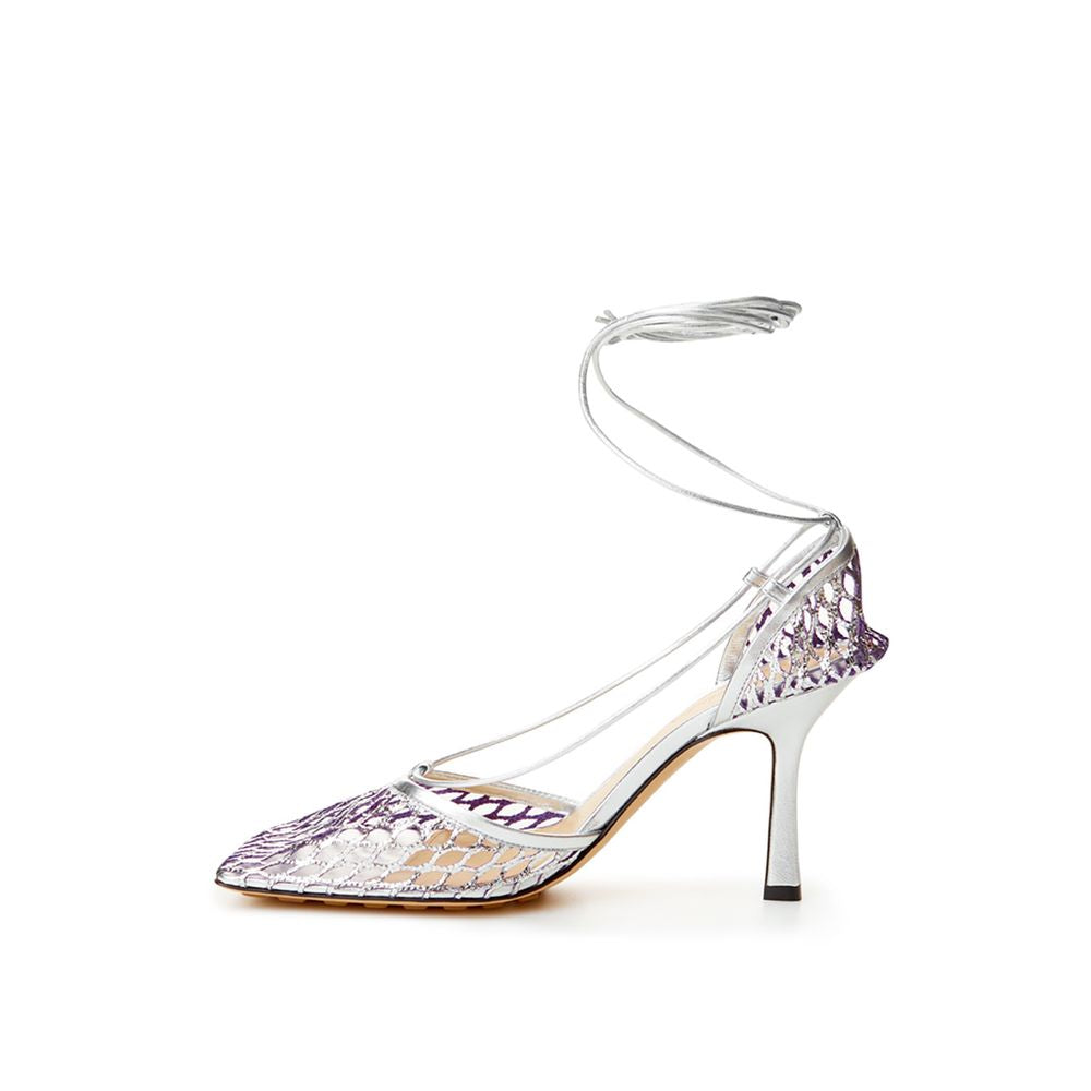 Bottega Veneta Elegant Silver Cotton Leather Sandals