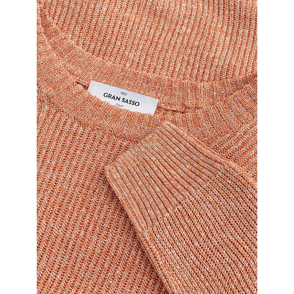 Gran Sasso Italian Linen-Cotton Orange Sweater