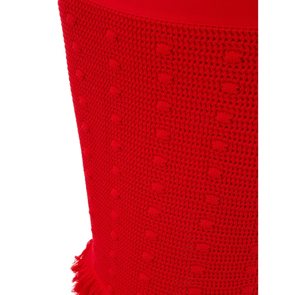 Bottega Veneta Red Cotton Elegance Midi Skirt