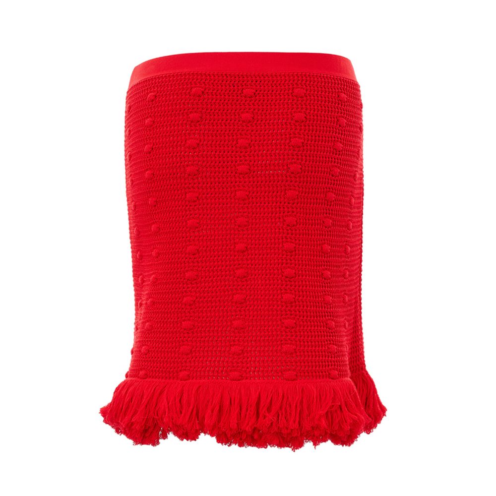 Bottega Veneta Red Cotton Elegance Midi Skirt