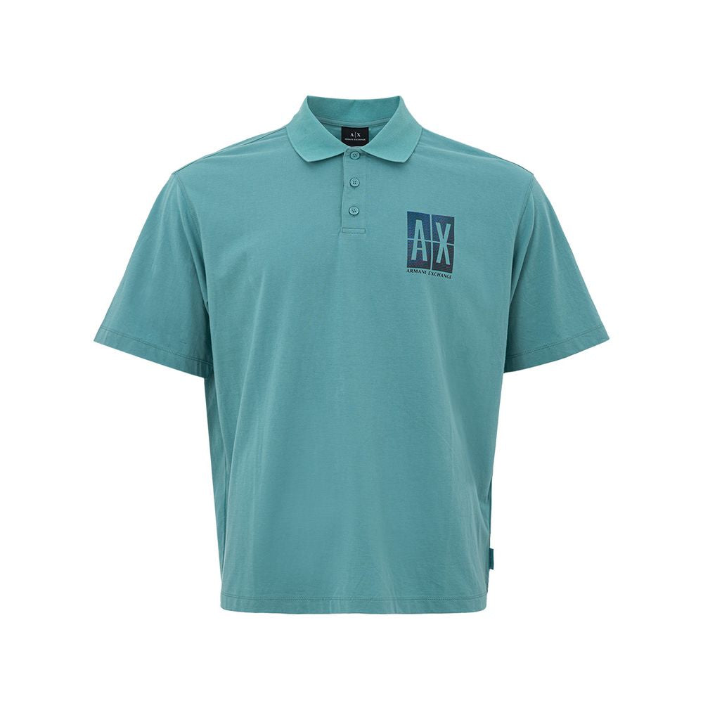 Armani Exchange Elegant Light Blue Cotton Polo Shirt