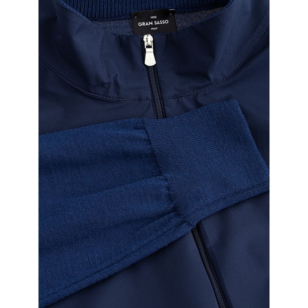 Gran Sasso Elegant Wool Cardigan for Men in Classic Blue