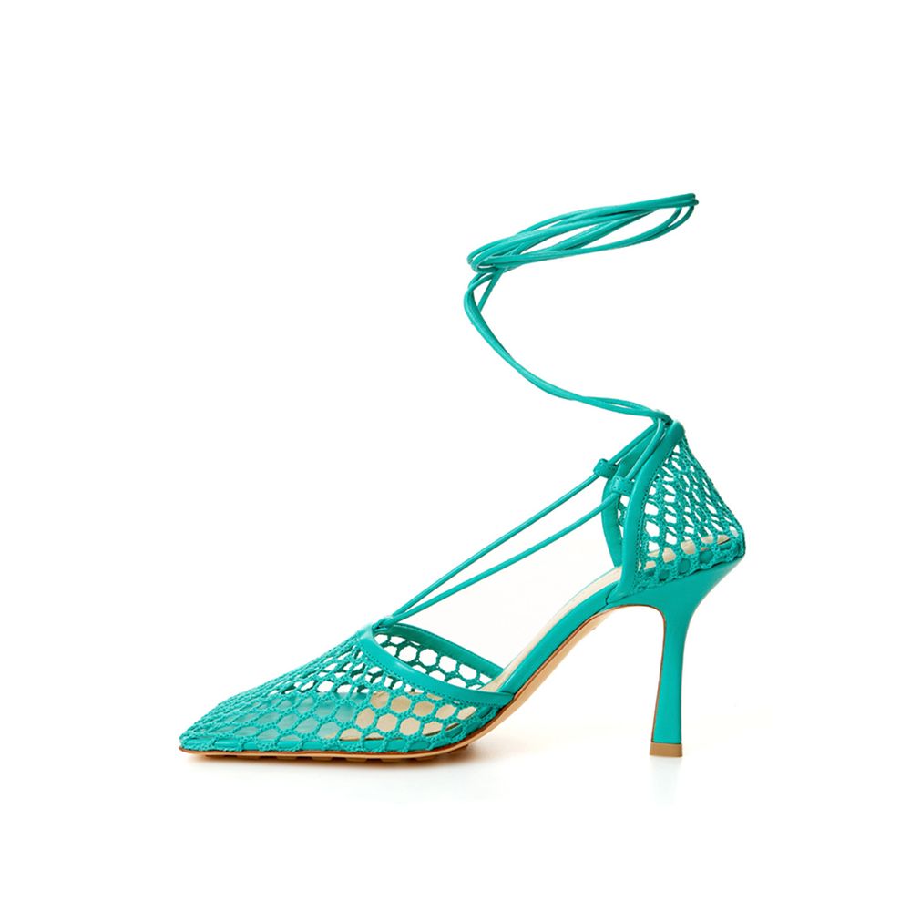 Bottega Veneta Enchanting Green Cotton Leather Sandals