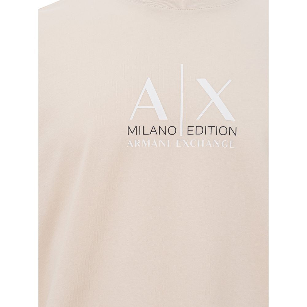 Armani Exchange Beige Cotton Statement Tee